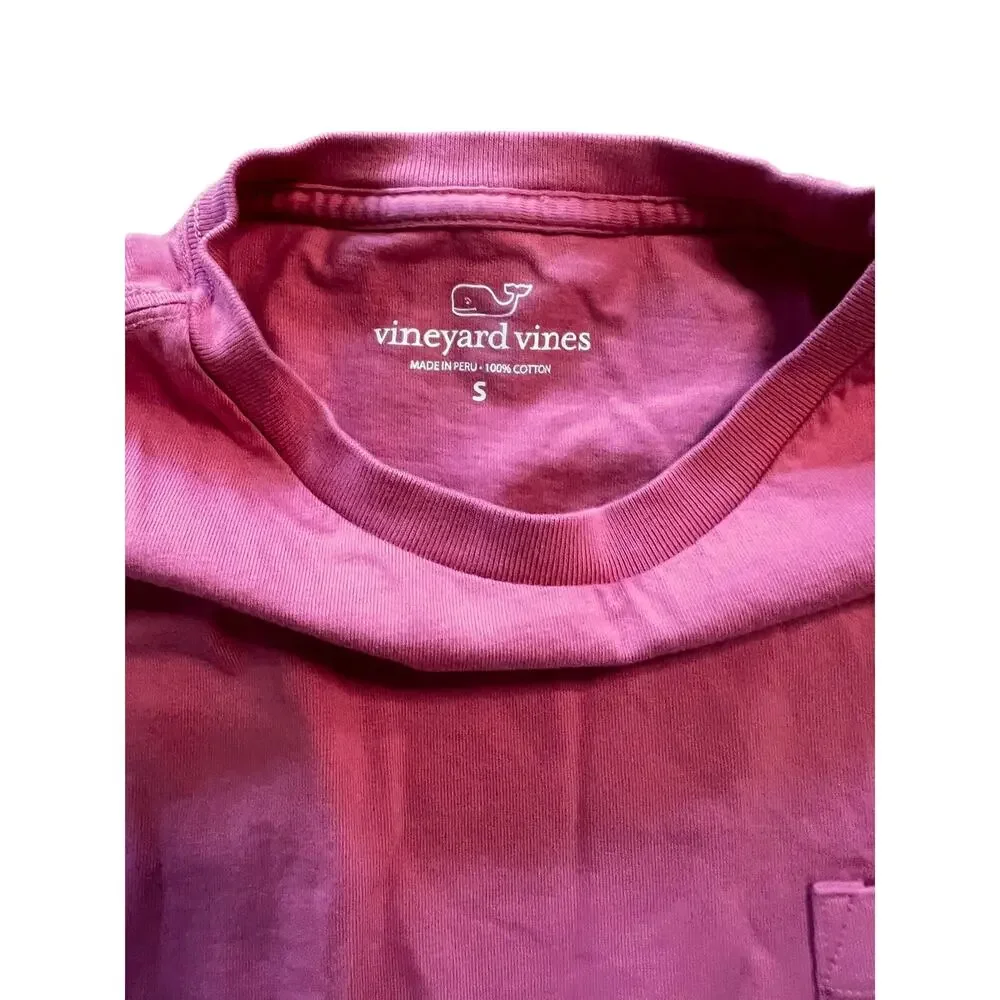 Vineyard Vines Pink Long Sleeve Whale Logo Pocket Graphic T-Shirt | Small